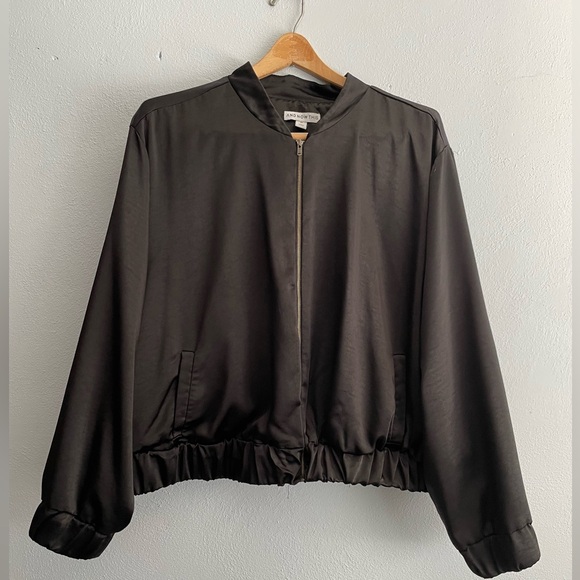 And Now This Jackets & Blazers - Black Satin-look Bomber Jacket